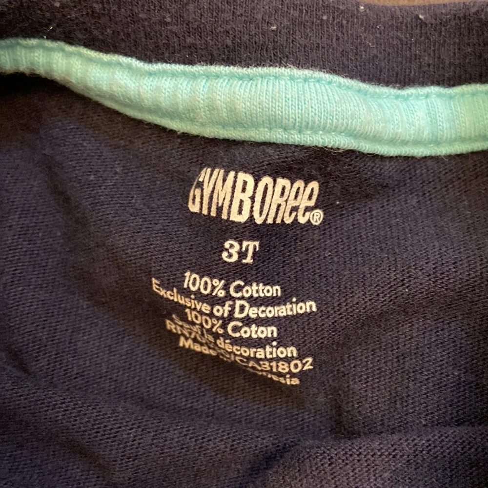 Gymboree Boys Navy Blue Tiger Graphic & Gray Striped Short Sleeve Tees Size 3t
